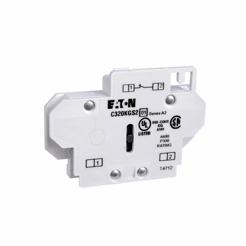 EATON C320KGS2 Auxiliary Contact, 120/600 VAC, 10/60 A, 1 Contacts, Silver Cadmium Alloy