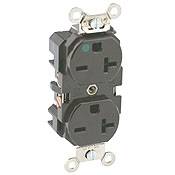 Leviton® 8400-R Duplex Extra Heavy Duty Wide Body Straight Blade Receptacle, 250 VAC, 20 A, 2 Poles, 3 Wires, Red