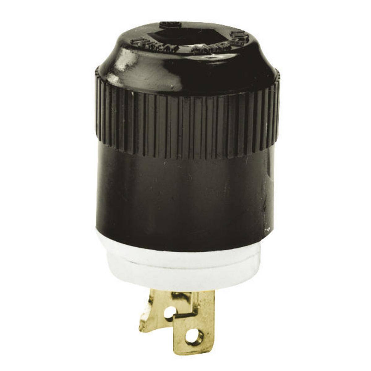 EATON Eaton Wiring Devices Arrow Hart™ Hart-Lock® AutoGrip™ 7465N Straight Locking Plug, 125 VAC, 15 A, 2 Poles, 2 Wires, Black