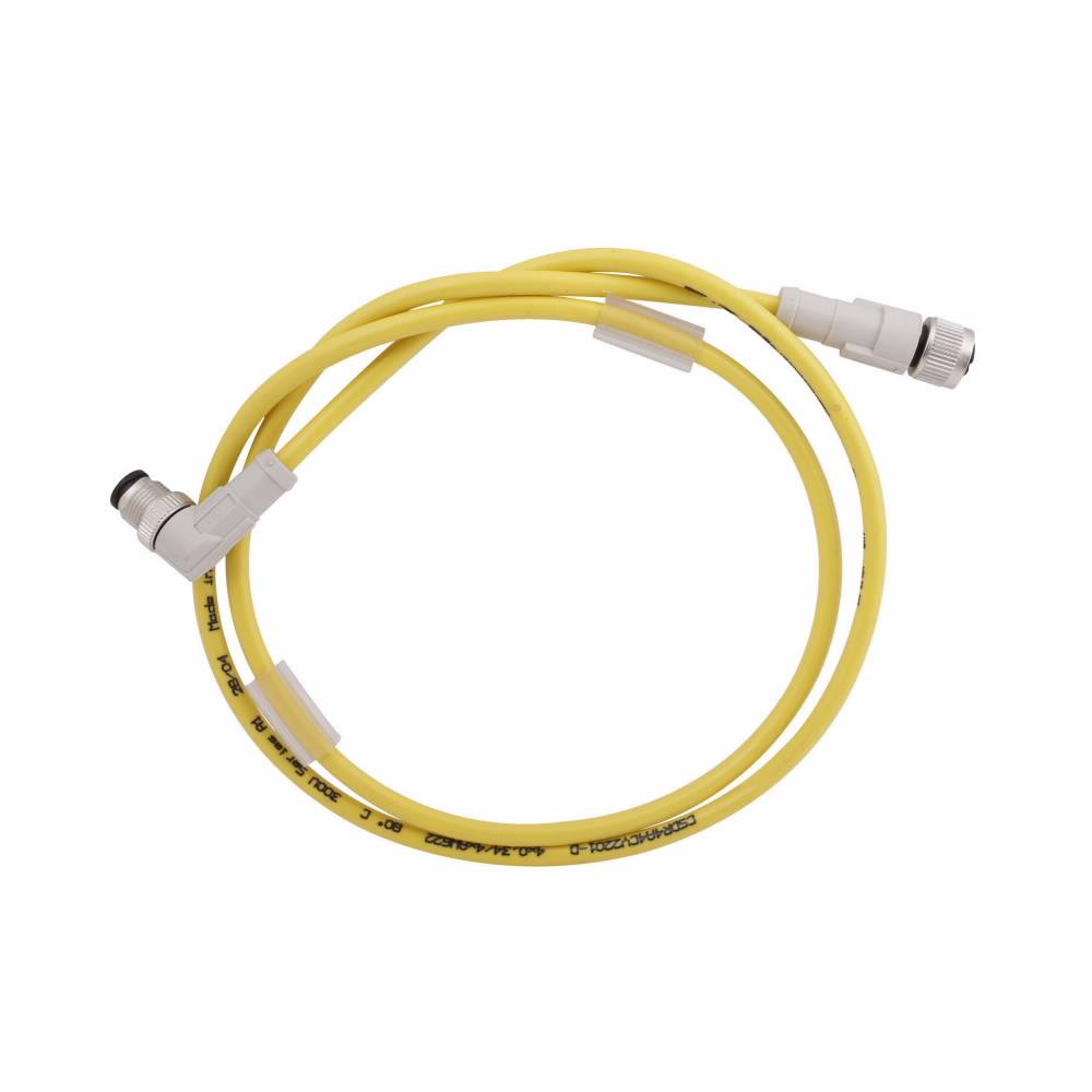 EATON CSDR4A4CY2201-D Global Plus 4-Wire Double End Standard Connector Cable, M12x1 4-Pin Micro-Style Male x Micro-Style Female Connector, 1 m L Cable, 4 Poles, Single Keyway