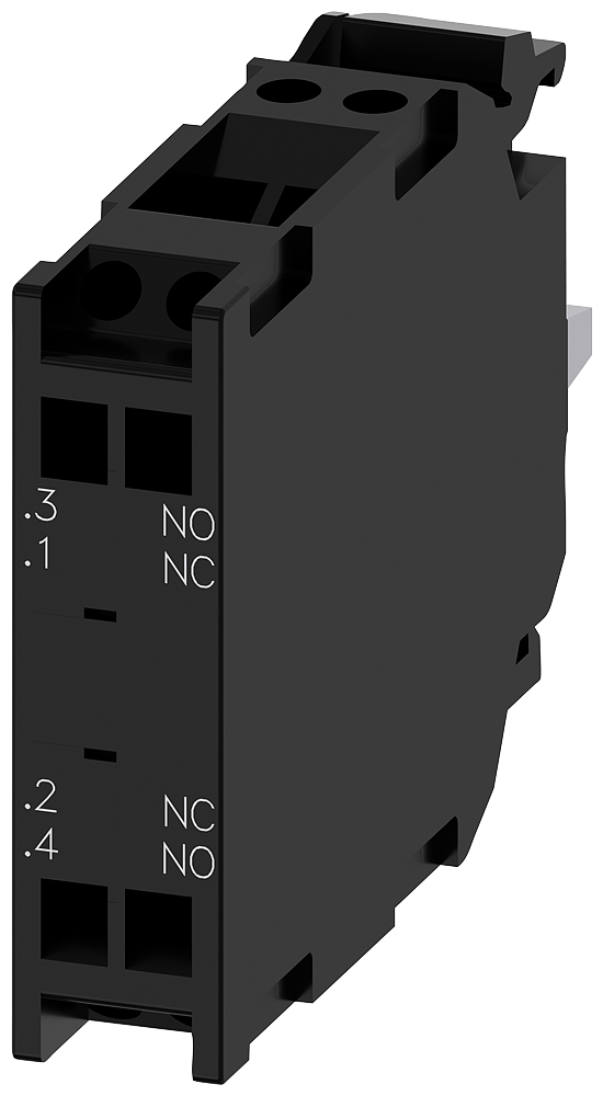 Siemens 3SU14001AA103FA0 Contact Module, 1NC-1NO Contact, 10 A at 24 VDC, 0.1 A at 500 VAC Contact, Silver Alloy Contact