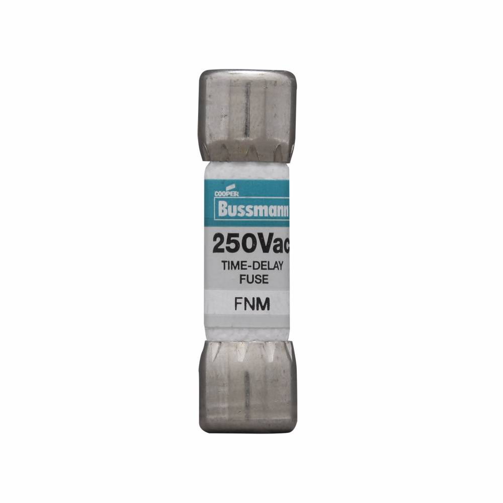Bussmann Fusetron™ FNM-1/10 Low Voltage Supplemental Time Delay Midget Fuse, 1/10 A, 250 VAC, 35 A Interrupt, Class: Supplemental, Cartridge Body