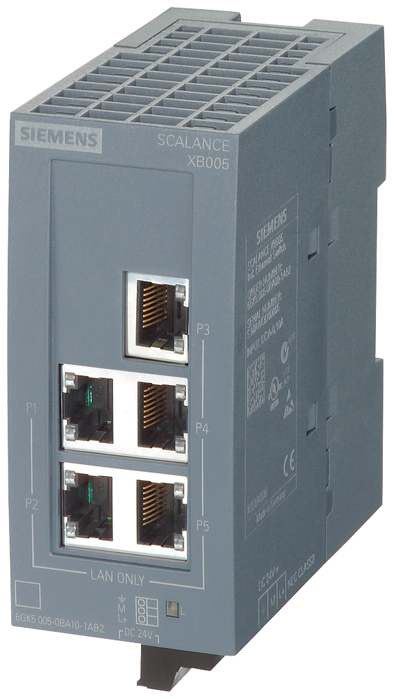 Siemens SCALANCE 6GK50050GA101AB2 SCALANCE XB005G Unmanaged Ethernet Switch, RJ-45 Port