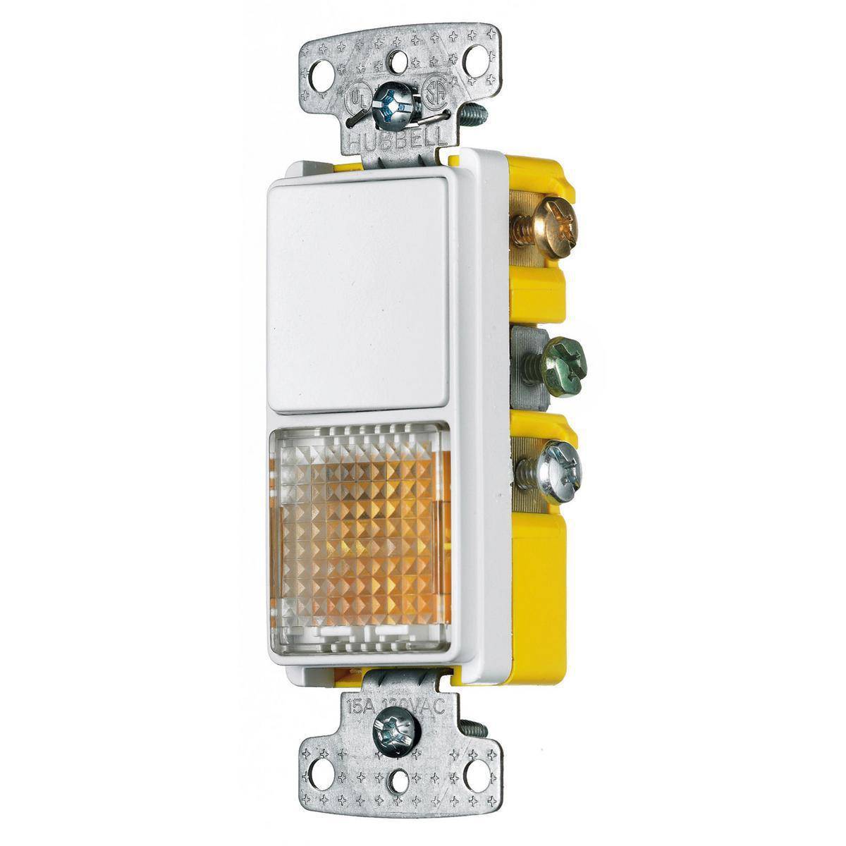 Wiring Device-Kellems RCD309W Decorator Standard Combination Rocker Switch and Pilot, 125 VAC, 15 A, 1875 W