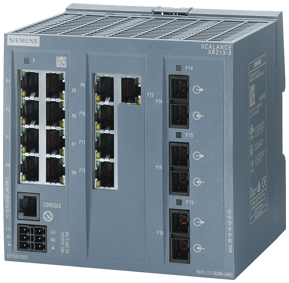 Siemens SCALANCE 6GK52133BD002AB2 XB213-3 SC Managed IE Switch, RJ-45 Port, Telnet/HTTP/HTTPS/TFTP/FTP/GMRP/DCP/LLDP/SNMP v1/SNMP v2/SNMP v3/IGMP Protocol