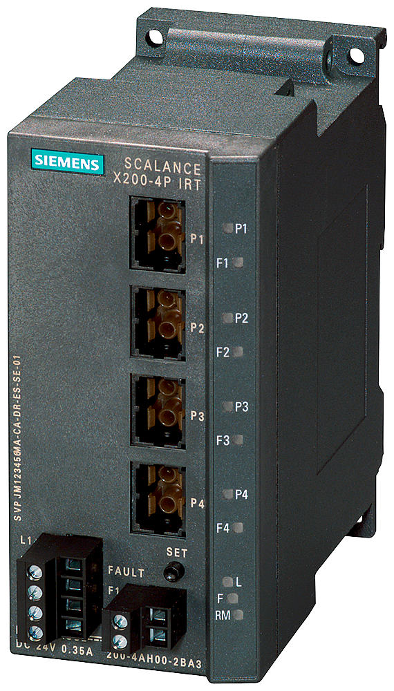 Siemens 6GK52004AH002BA3 SCALANCE X200-4PIRT Managed Industrial Ethernet IRT Switch, SC-RJ/POF Port, Telnet/HTTP/HTTPS/TFTP/FTP/SNMP v1/SNMP v2/SNMP v3/DCP/LLDP/SNTP/HSR/MRP Redundancy/PRP Protocol