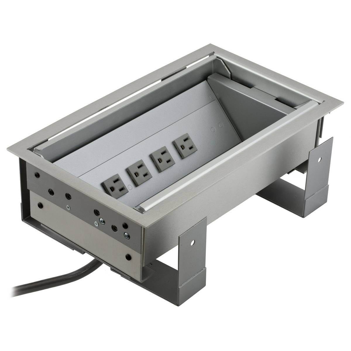 Wiring Device-Kellems WSBG43UBAL Elite Concealed Style Recessed Standard Work Surface Box, Aluminum, 5 Outlets