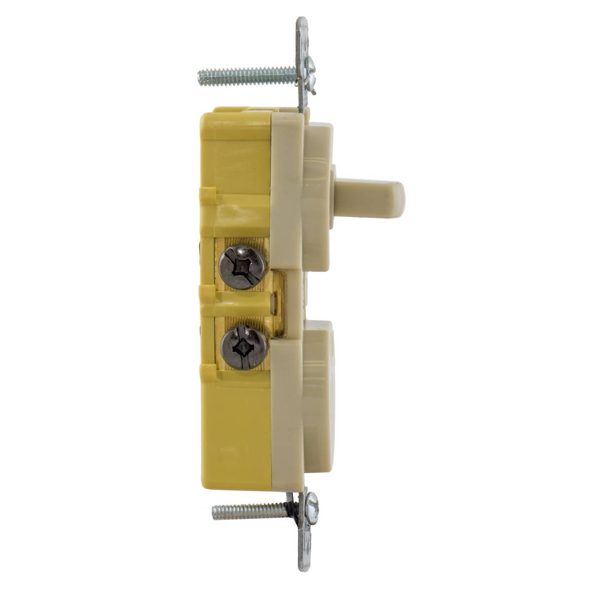 Wiring Device-Kellems RC108ITR Traditional 2-Position Tamper-Resistant Standard Self-Grounding Combination Switch and Receptacle, Electrical Ratings: 15 A at 120/125 VAC, 1 Poles, 3 Wires, Snap Switch Reset
