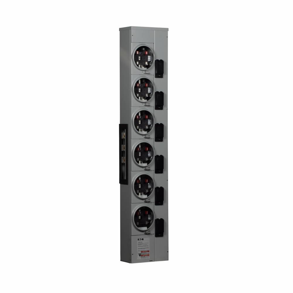 EATON 1MM612RRLC 6-Meter 4-Jaw Multiple Metering Meter Stack Module With Ringless Style Cover, 120/240 VAC, 125 A, 1 Phase, 3 Wires