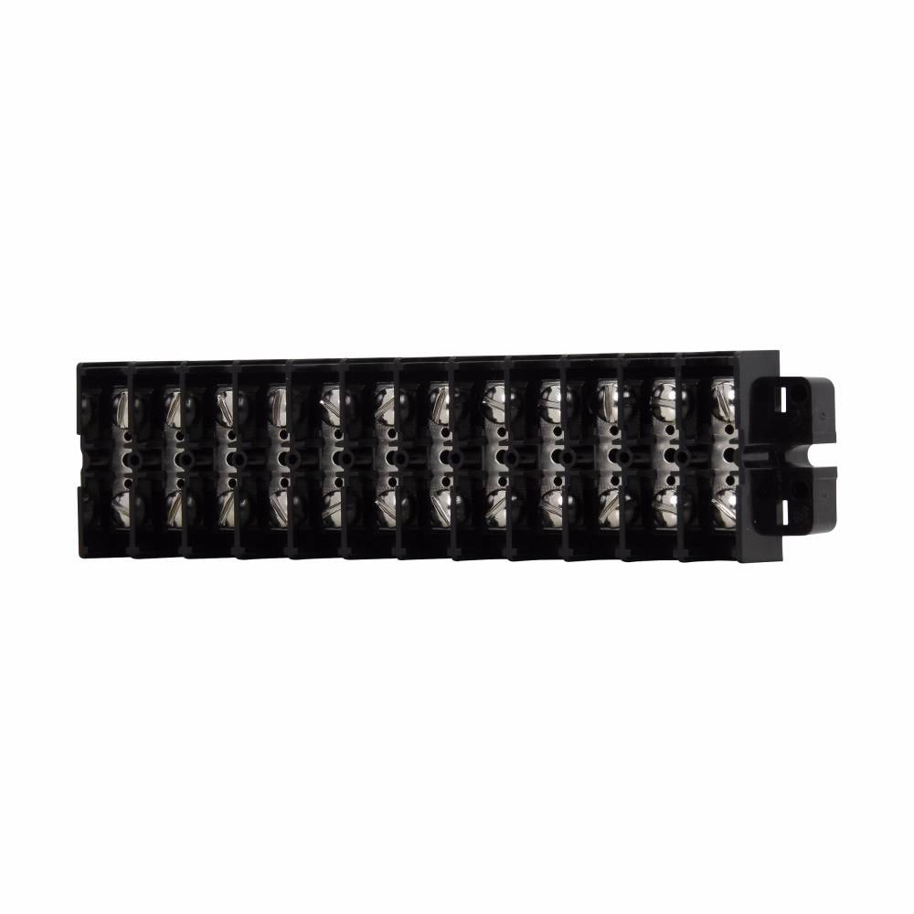 Bussmann KUX12-PNUV Short Block Double Row Terminal Block Strips and Barrier Block, 600 V, 60 A, 22 to 6 AWG Wire, Black