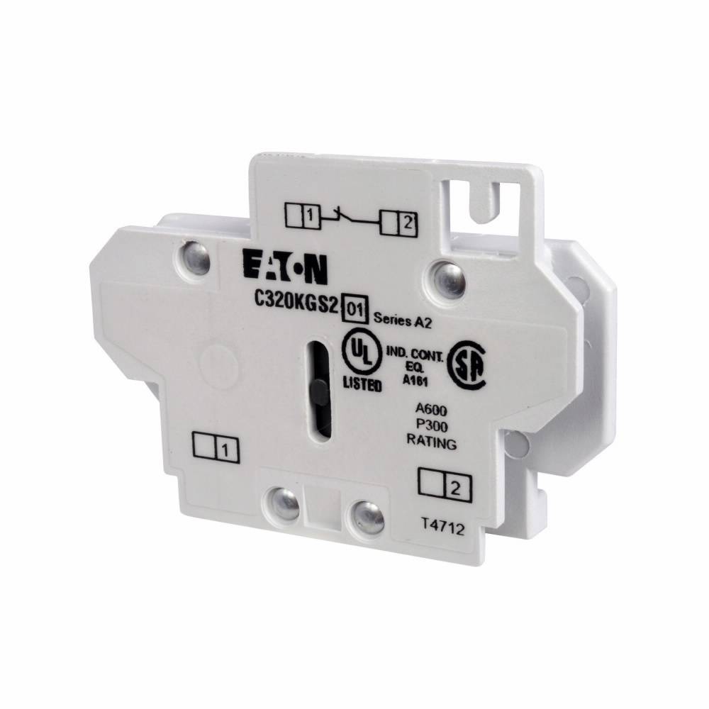 EATON C320KGS2 Auxiliary Contact, 120/600 VAC, 10/60 A, 1 Contacts, Silver Cadmium Alloy