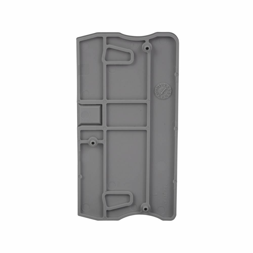 EATON XBACPT6 End Cover, For Use With XB Series XBPT6/XBPT6PE Spring Cage Connection Single Level Through-Feed Terminal/Ground Block, Gray