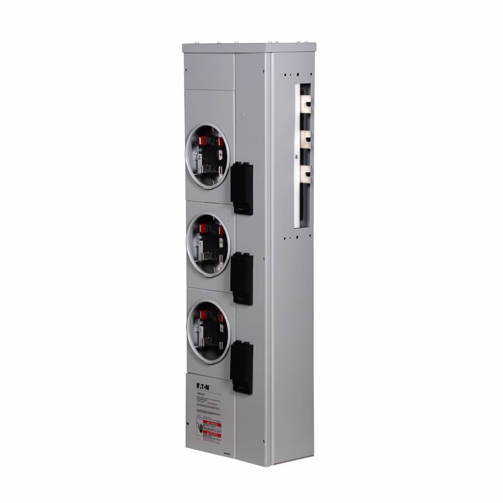 EATON 1MM312RC 3-Socket Multiple Metering Meter Stack Module, 120/240 VAC, 125 A, 1 ph Phase, 3 Wires