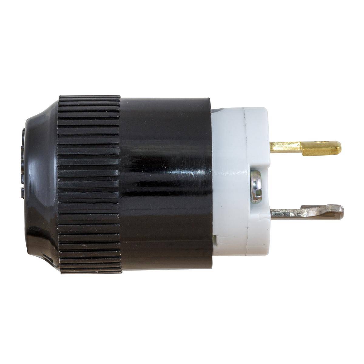 EATON Eaton Wiring Devices Arrow Hart™ Hart-Lock® AutoGrip™ 7465N Straight Locking Plug, 125 VAC, 15 A, 2 Poles, 2 Wires, Black