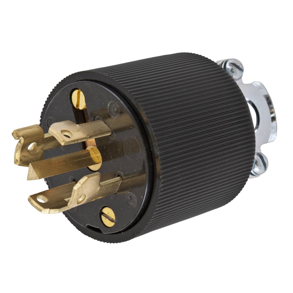 Wiring Device-Kellems Twist-Lock® Variload® HBL45215 Multi-Phase Grounding Heavy Duty Male Standard Cord Mount Locking Plug, 600 VAC/250 VDC, 30 A, 4 Poles, 5 Wires, Black
