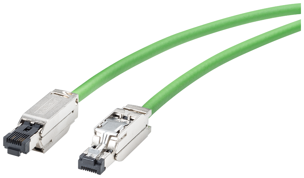 Siemens 6XV18785BH20 Cat 6a FRNC Flexible Pre-Assembled Plug-In Cable, 80 VAC, (8 Braided Tin Plated Copper Conductor, 2 m L