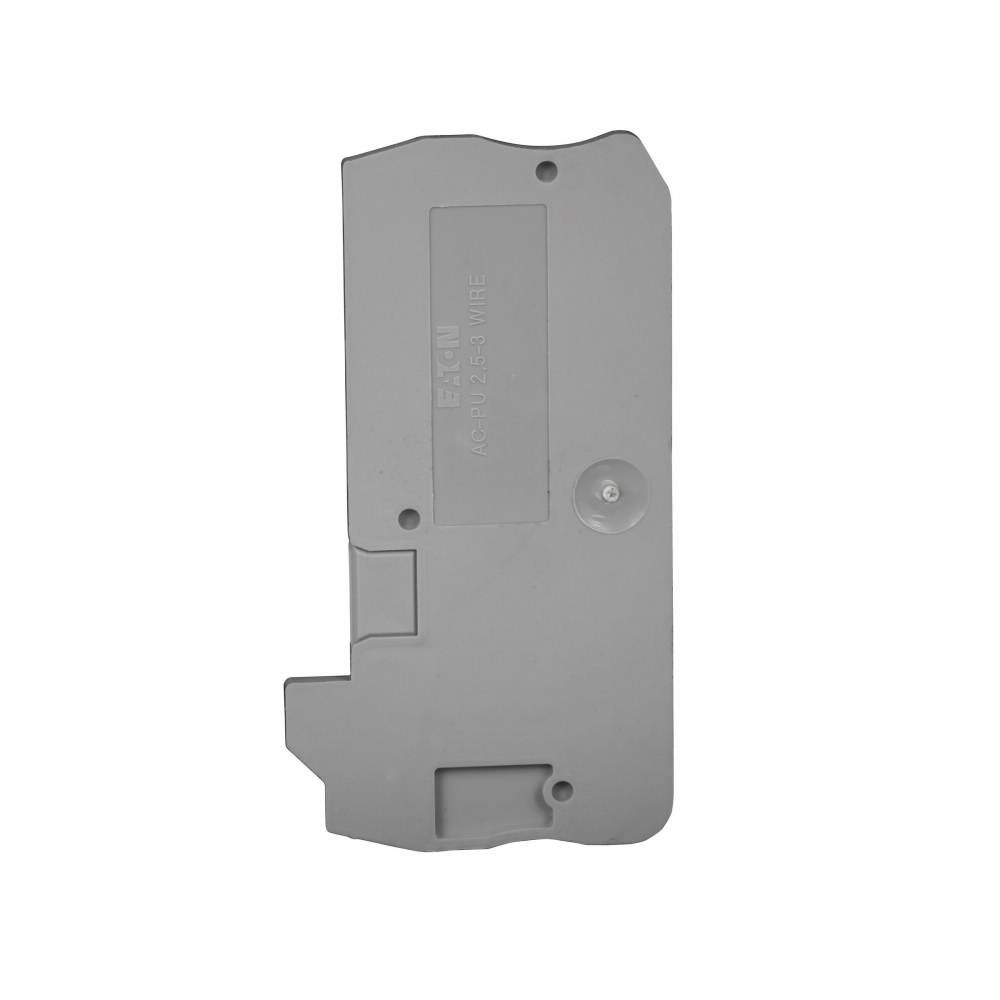 EATON XBACPU25D12 End Cover, For Use With XB Series XBPU25D12/XBPU25D12PE Spring Cage Hybrid Terminal/Ground Block, Gray