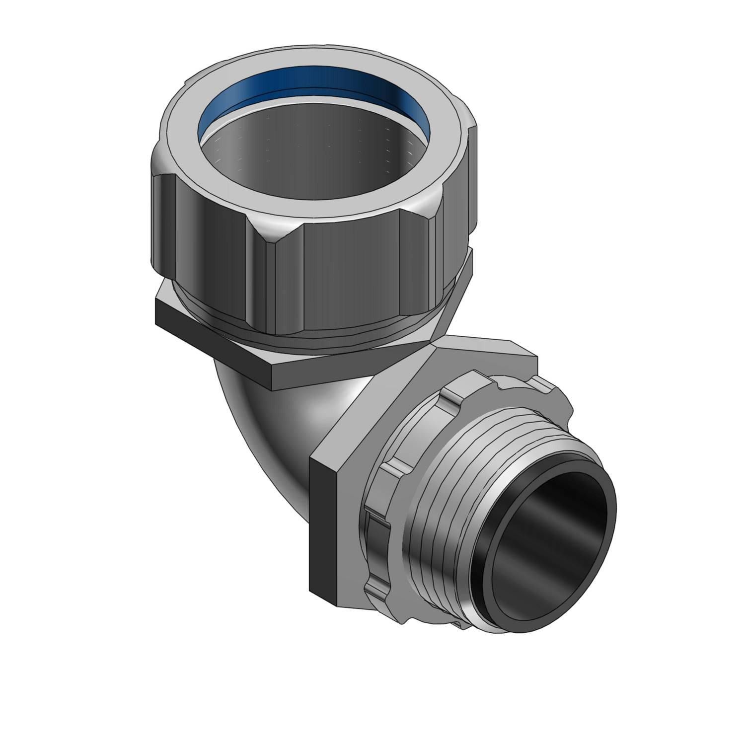 T&B® 5353-HT High Temperature Insulated Conduit Connector, 3/4 in Trade, 90 deg, Malleable Iron, Clear Chromate Coated/Zinc Plated