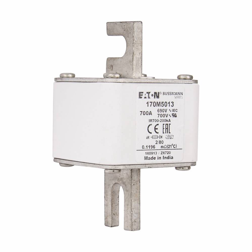 Bussmann 170M5013 Semi-Conductor High Speed Fuse, 700 A, 690 V, 200 kA Interrupt, Class: aR, Square Body