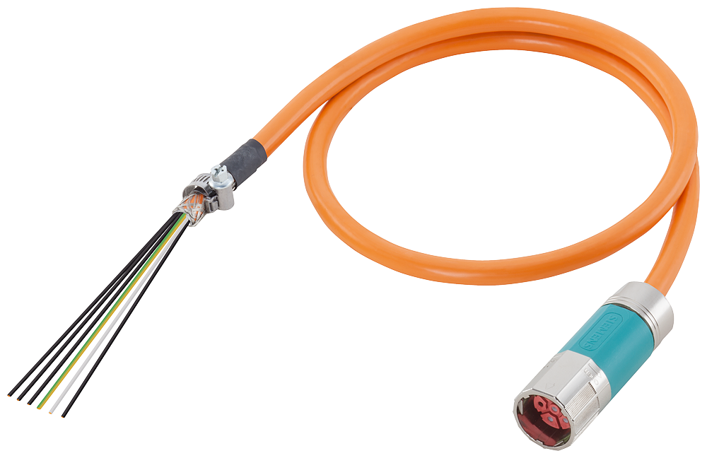 Siemens MOTION-CONNECT® 500 6FX50025CG011DB0 Pre-Assembled Basic Power Cable, 600/1000 V, (4) 1.5 sq-mm, 31 m L