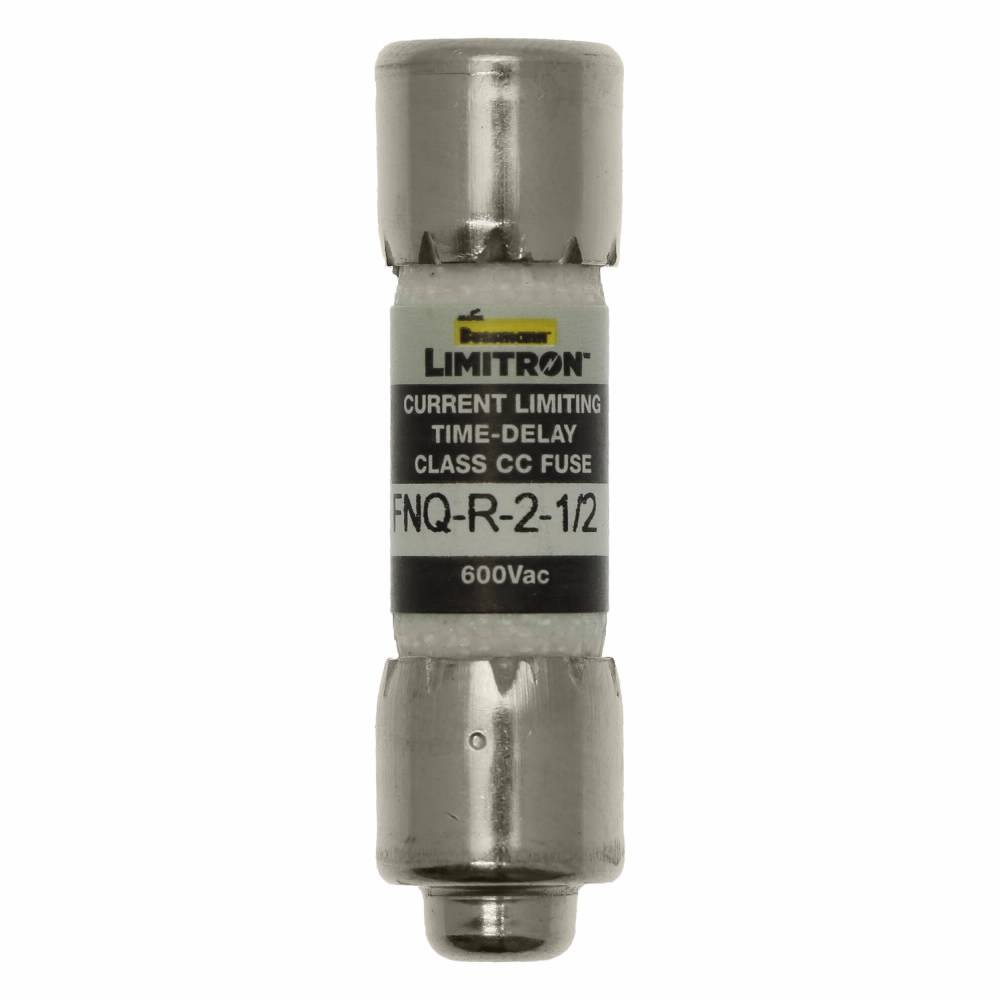 Bussmann CC-Tron® FNQ-R-2-1/2 Time Delay Fuse, 2.5 A, 600 V, 200 kA Interrupt, CC Class, Cylindrical Body
