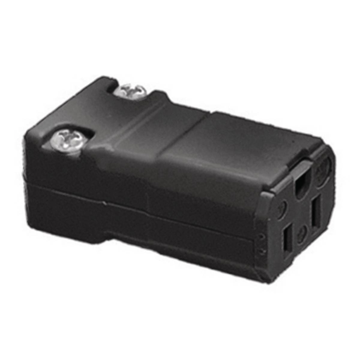 Wiring Device-Kellems Valise® HBL5969VBLK Female Grounding Insulated Cord Mount Straight Blade Connector, 125 VAC, 15 A, 2 Poles, 3 Wires, Black