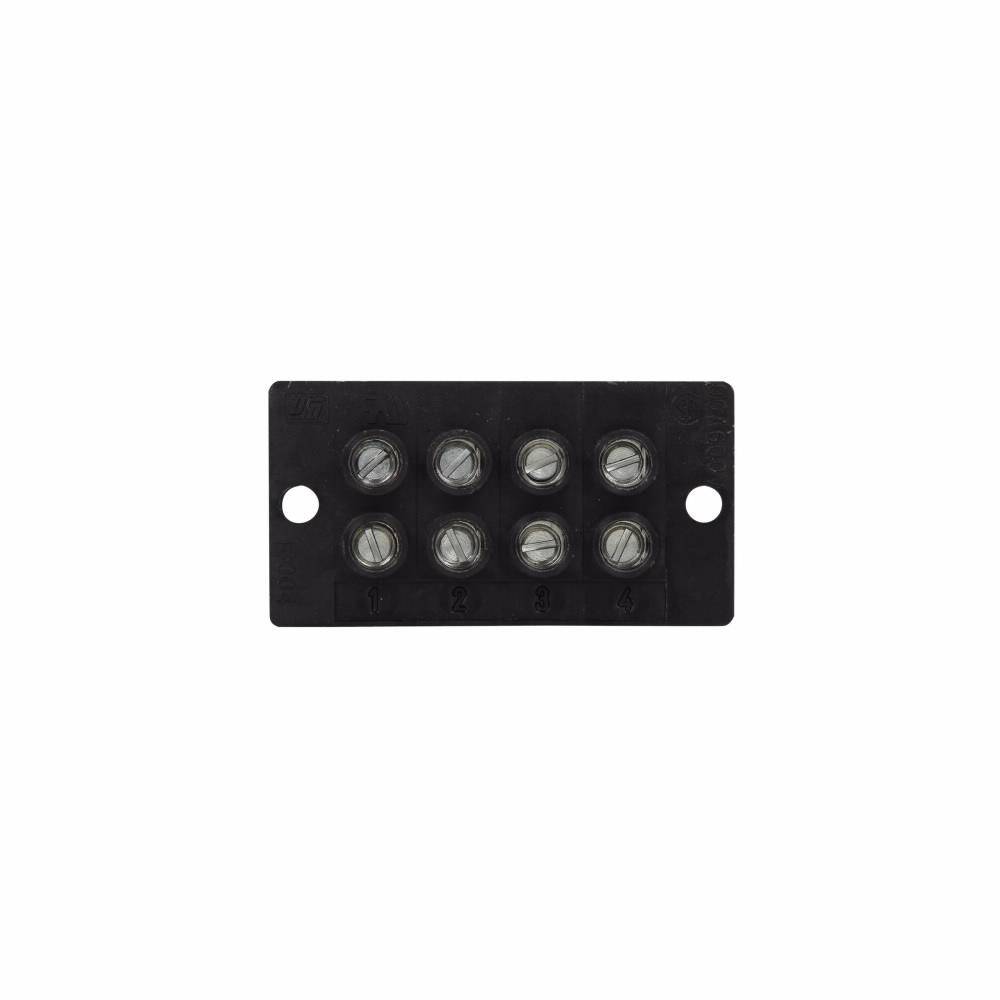 Bussmann 14004-4 Dead Front Enclosed Threaded/Splicer Power Terminal Block, 600 VAC/VDC, 90 A, 14 to 4 AWG, 8 AWG Wire, 4 Poles