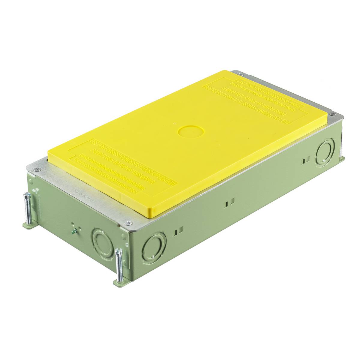 Wiring Device-Kellems SystemOne CFB2G25CR Corrosion Resistant On-Grade Concrete Floor Box, Stamped Steel, 30 cu-in/Gang Capacity, 2 Gangs, 20 Knockouts, 6.62 in L x 13.8 in W x 2.5 in H