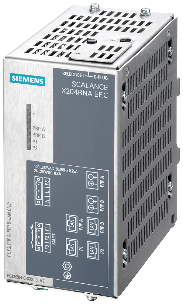 Siemens SCALANCE 6GK52040BS003LA3 X204RNA EEC Redundant Network Access, RJ-45 Port, HTTP/HTTPS/DCP/SNMP v1/SNMP v2/SNMP v3 Protocol
