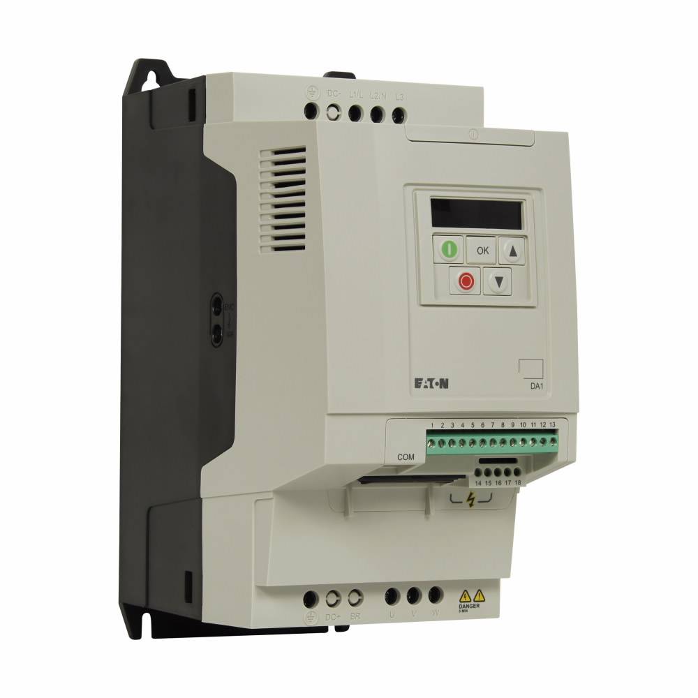 EATON PowerXL® DA1-34024FB-A20C 3-Phase Adjustable Compact AC Variable Frequency Drive, 380 to 480 VAC, 24 A, 15 hp, 5.16 in W x 8.03 in D