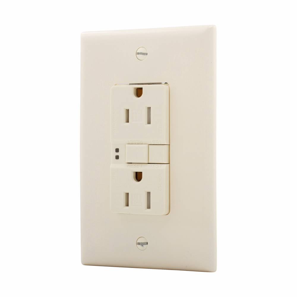 EATON Eaton Wiring Devices TRSGF15W-M Duplex Self-Test Tamper-Resistant GFCI Receptacle, 125 VAC, 15 A, 2 Poles, 3 Wires, White