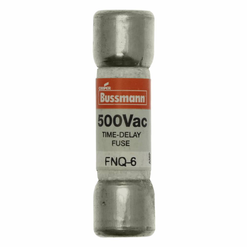 Bussmann Tron® FNQ-6 Low Voltage Supplemental Time Delay Midget Fuse, 6 A, 500 VAC, 10000 A Interrupt, Class: Supplemental, Cartridge Body