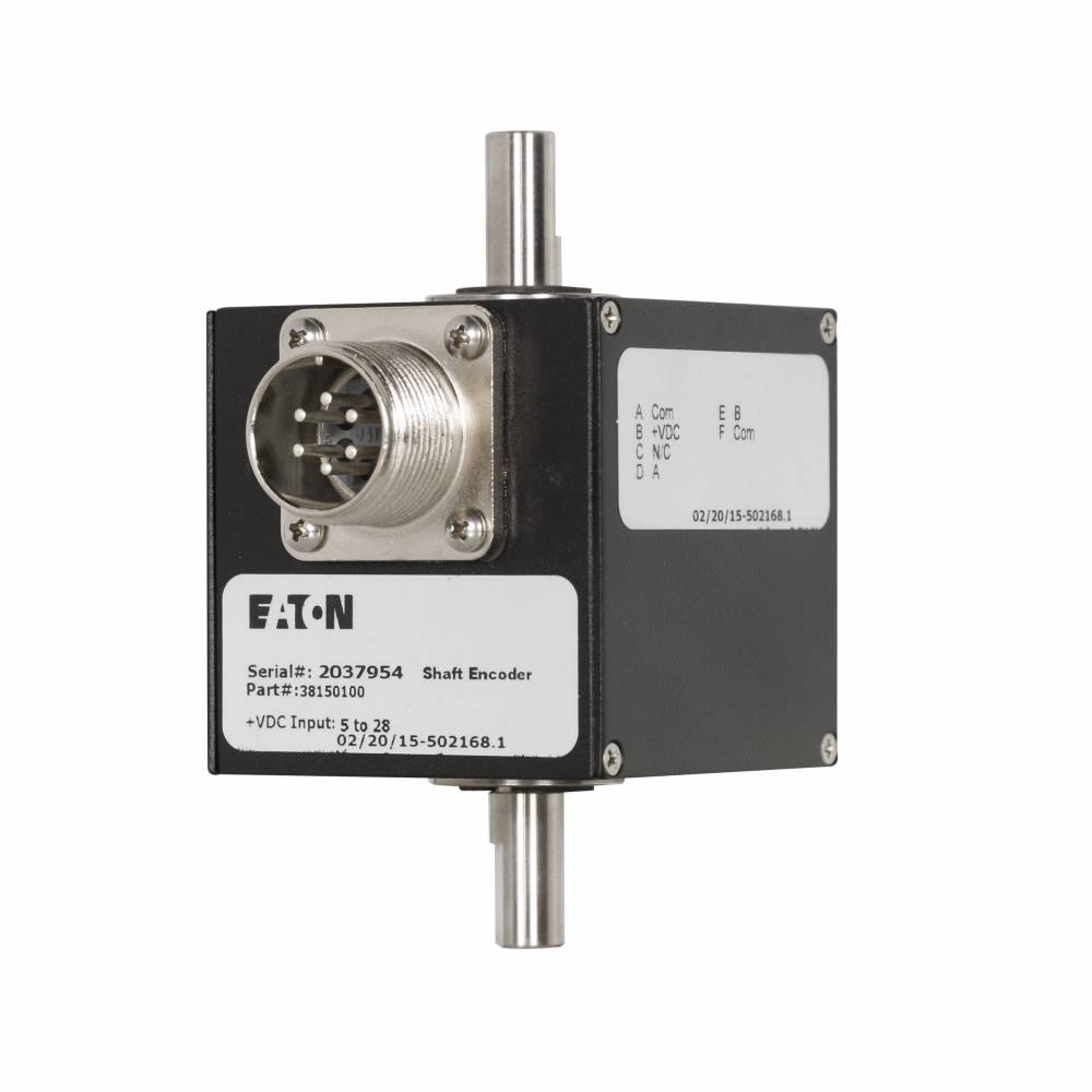 EATON 38150100 1-Channel Cube Shaft Encoder, For Use With PLC and Counter, 100 Pulse per Revolution, Aluminum, Black Oxide