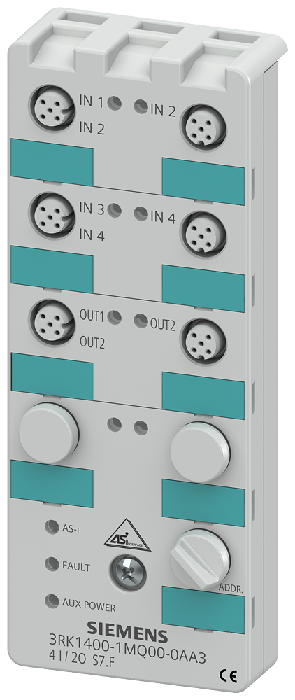 Siemens 3RK1400-1MQ00-0AA3 AS-Interface Compact Module, 4 Inputs, 2 Outputs