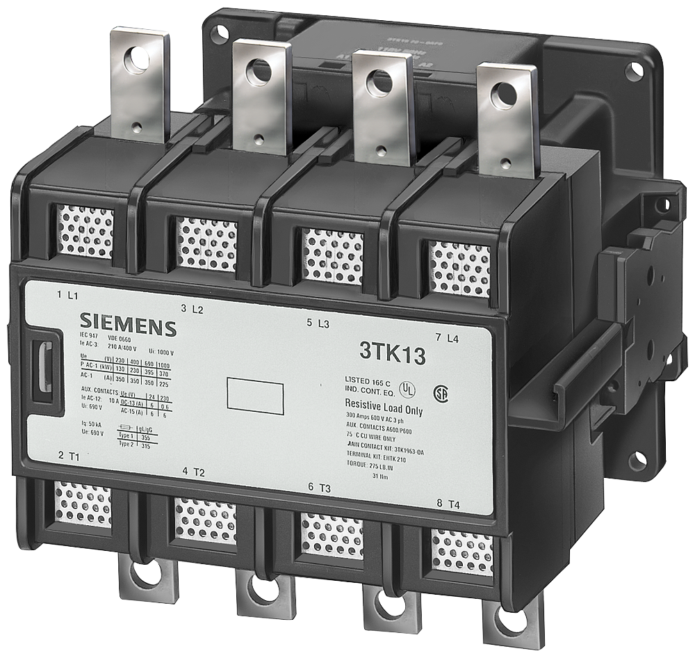 Siemens 3TK15420AF0 Auxiliary Contactor, 400 VAC, 800 A, 4NO Contacts