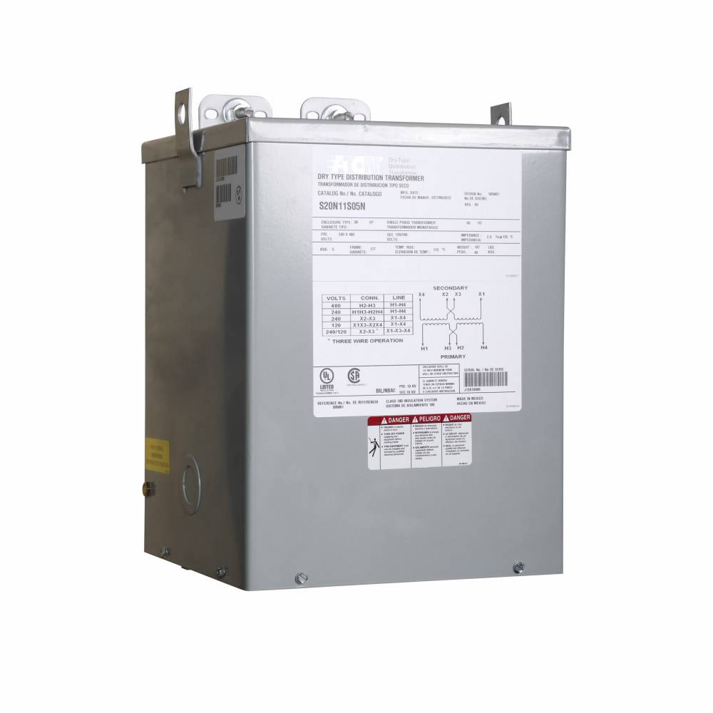 EATON S10N06A05N Type EP Encapsulated Buck and Boost Transformer, 120/240 VAC Primary, 16/32 VAC Secondary, 5 kVA Power Rating, 60 Hz, 1 ph Phase