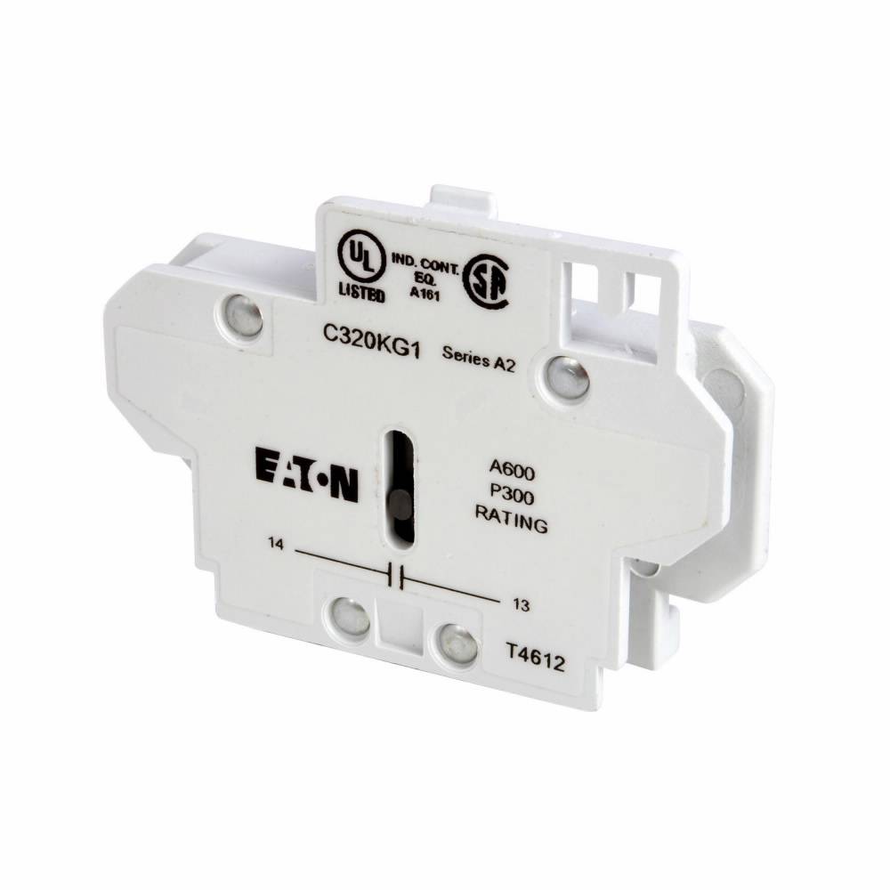 EATON C320KG13 Heavy Duty Auxiliary Contact Kit, 600 VAC, 10 A, 2 Contacts, Silver Cadmium Alloy
