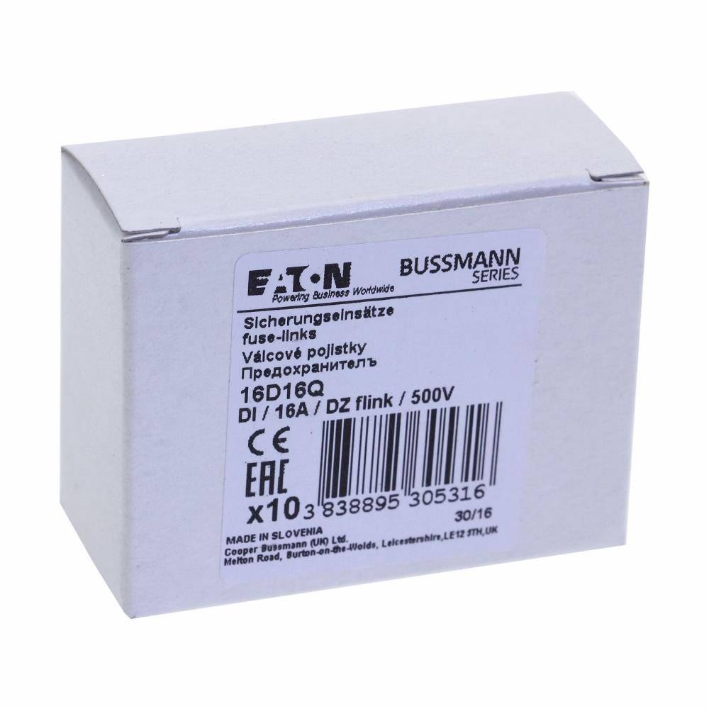 Edison 16D16Q Fast Acting Fuse, 16 A, 500 VAC, 50 kA Interrupt