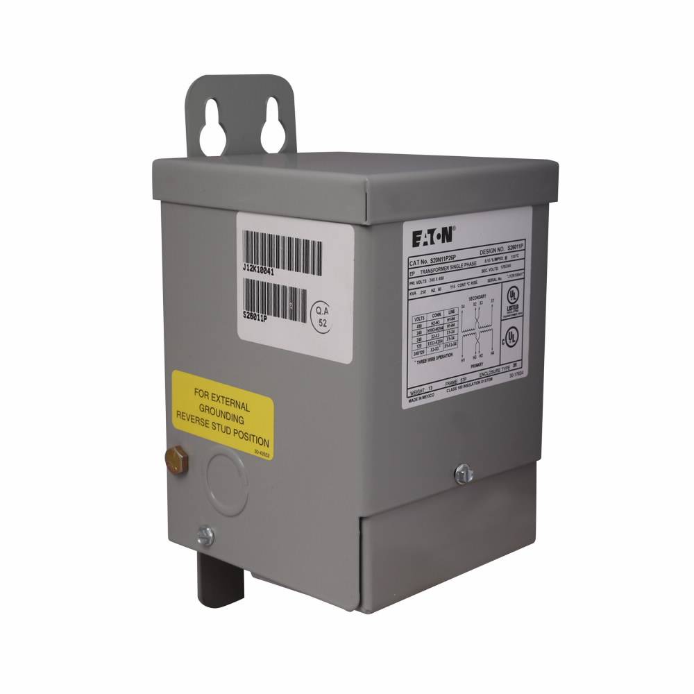EATON S20N11S81N Type EP Encapsulated Distribution Transformer, 240 x 480 VAC Primary, 120/240 VAC Secondary, 0.05 kVA Power Rating, 60 Hz, 1 ph Phase