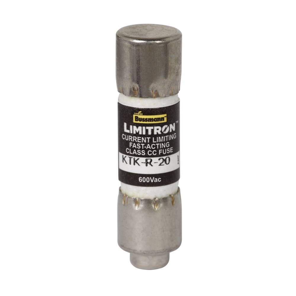 Bussmann Limitron™ KTK-R-20 Fast Acting Current Limiting Low Voltage Fuse, 20 A, 600 V, 200 kA Interrupt, CC Class, Cartridge Body