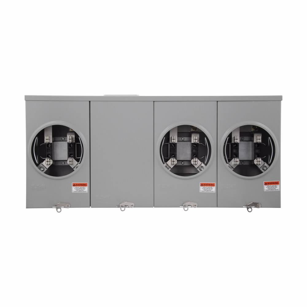 EATON 1008843CH 3-Position 3-Wire Horizontal Ganged Horn Bypass Meter Socket, 600 VAC, 200 A, 1 ph Phase
