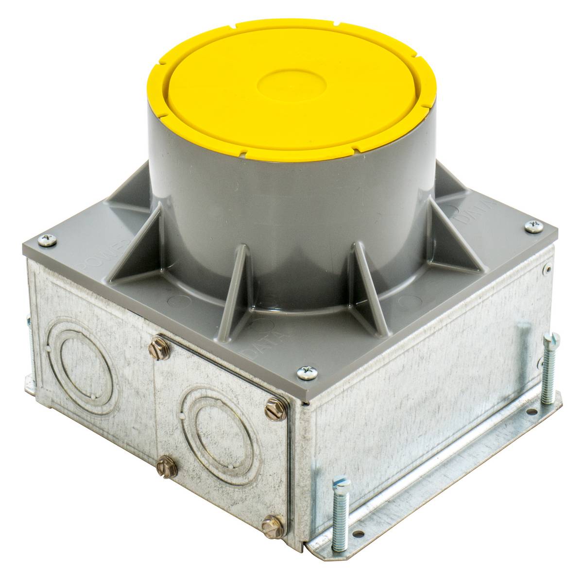 PREMISE WIRING SystemOne™ CFBS1R4SFB Fully Adjustable Concrete Floor Box, Stamped Steel, 80 cu-in Capacity, 6.32 in L x 6.32 in W x 6 in H