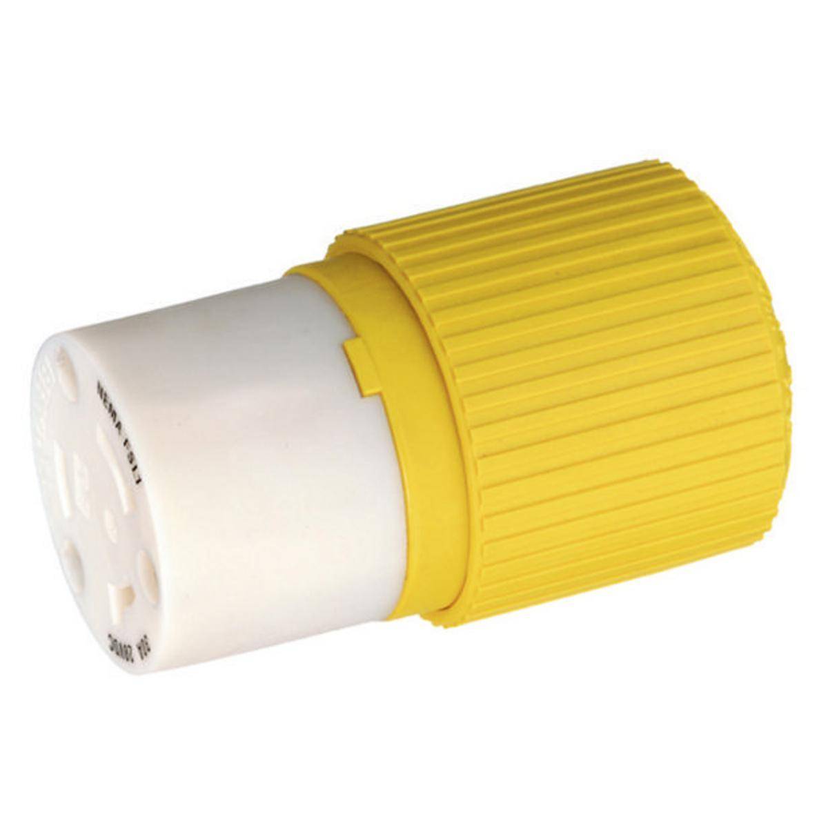 Wiring Device-Kellems HBL328DCC Isolated Grounding Standard Sized Cord Mount Locking Connector, 28 VDC, 30 A, 2 Poles, 3 Wires, Yellow