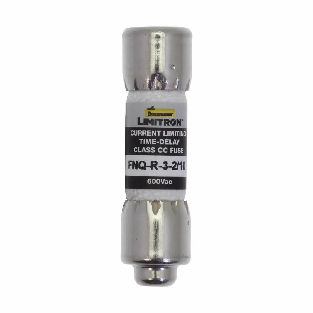 Bussmann CC-Tron® FNQ-R-3-2/10 Current Limiting High Inrush Time Delay Fuse, 3.2 A, 600 V, 200 kAIC Interrupt, CC Class, Cylindrical Body