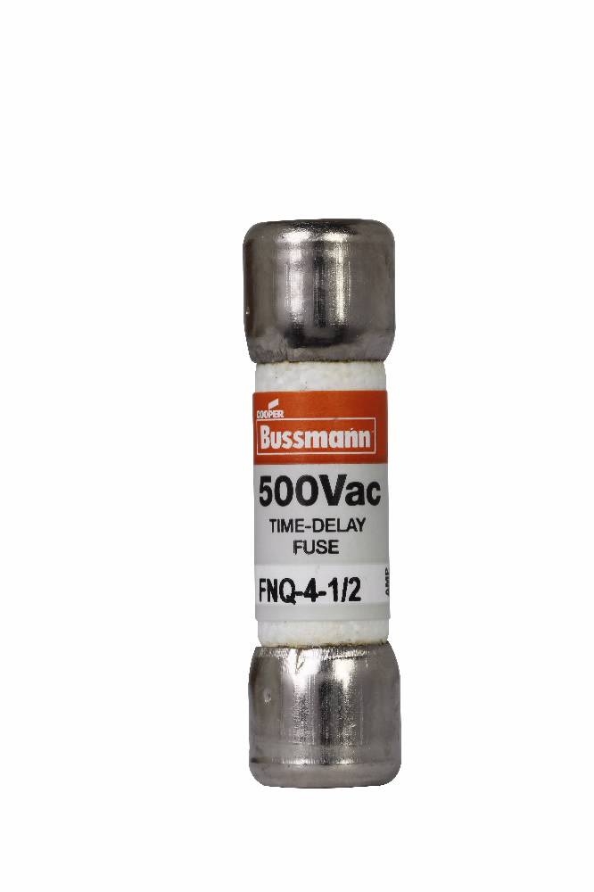 Bussmann Tron® FNQ-4-1/2 Low Voltage Supplemental Time Delay Midget Fuse, 4.5 A, 500 VAC, 10000 A Interrupt, Class: Supplemental, Cartridge Body