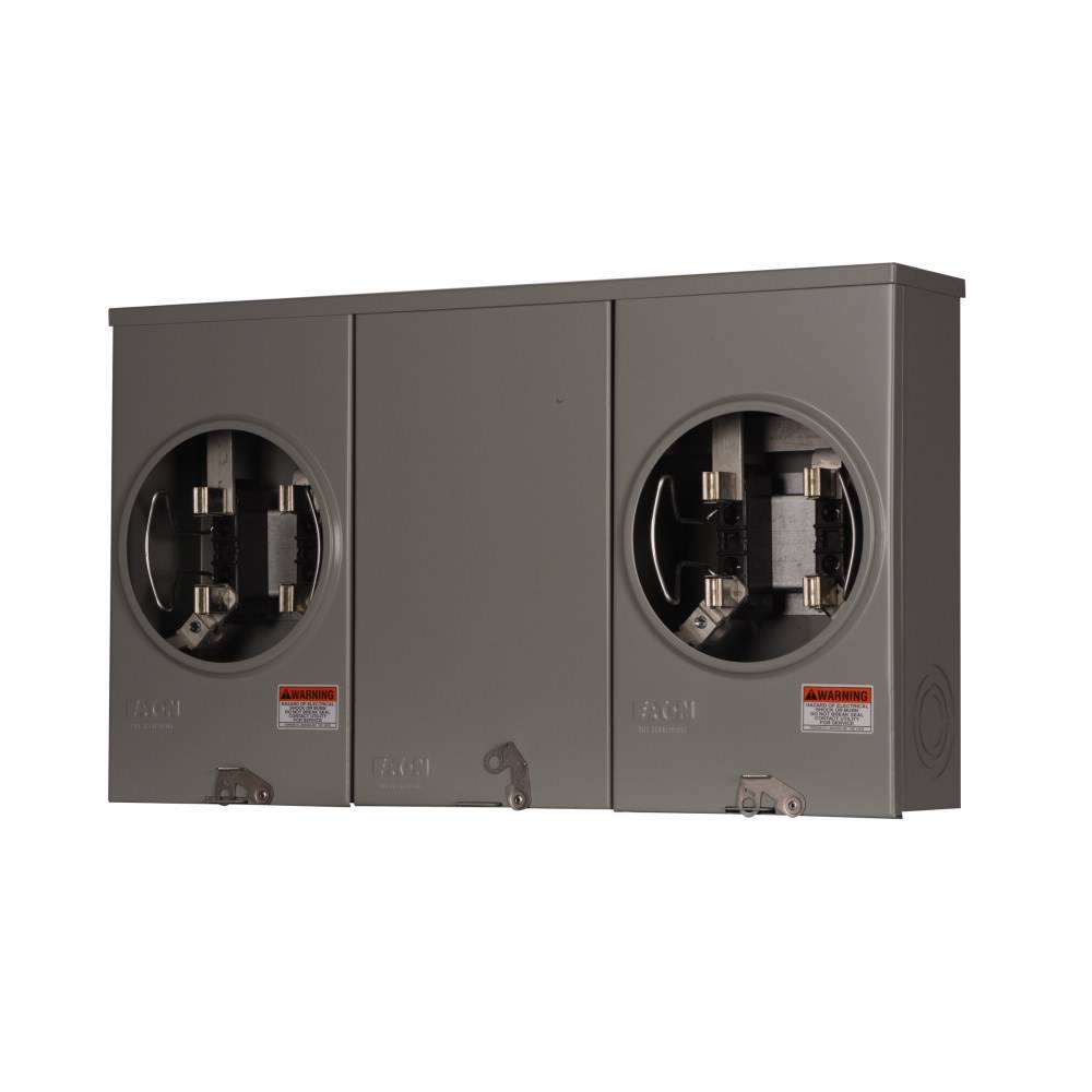 EATON 1008951CH 2-Position 3-Wire Horizontal Ganged Horn Bypass Triplex Meter Socket, 600 VAC, 100 A, 1 ph Phase