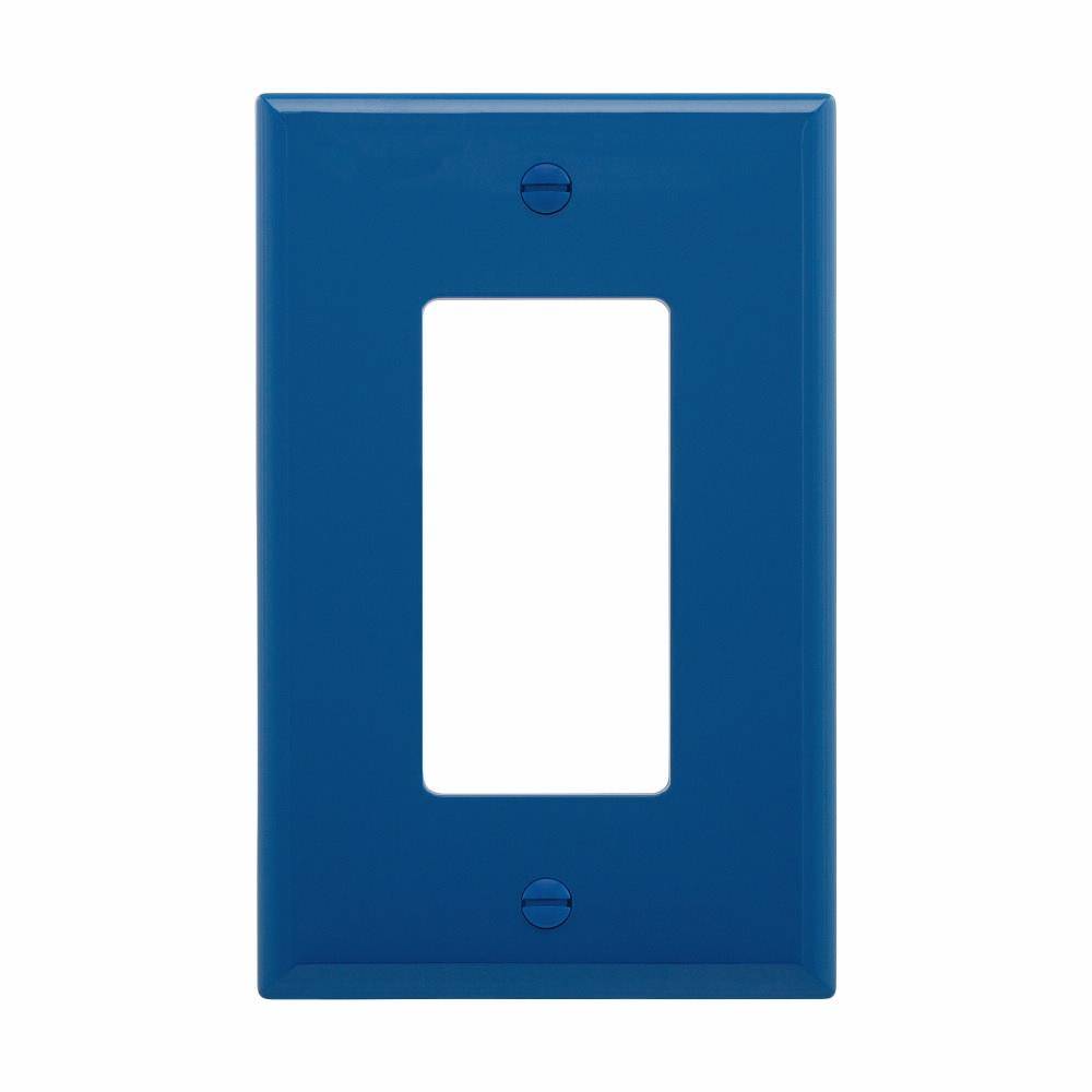 EATON Arrow Hart™ PJ26BL PJ Series Mid-Sized Decorator Wall Plate, 1 Gangs, 3.12 in W x 4.87 in H, Polycarbonate/Thermoplastic, Blue