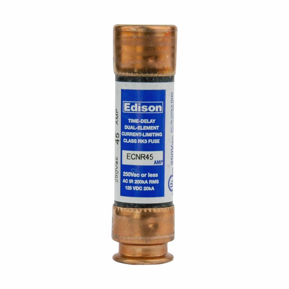 Bussmann Edison ECNR45 Current Limiting Time Delay Fuse, 45 A, 250 VAC/125 VDC, 200 kAIC Interrupt, RK5 Class