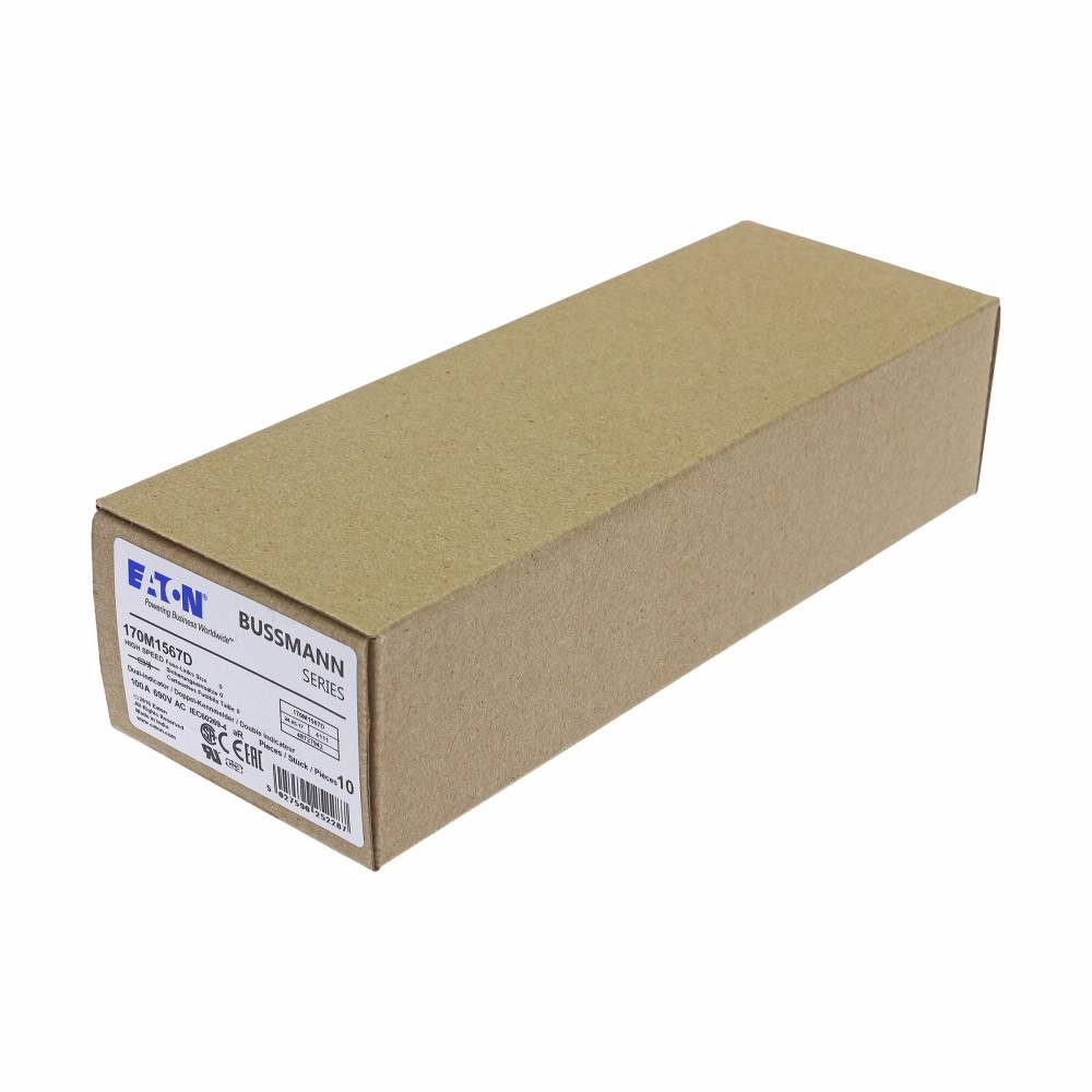 Edison 170M1567D High Speed Fuse, 100 A, 690 VAC, 200 kA Interrupt, Class: AR, Square Blade Body