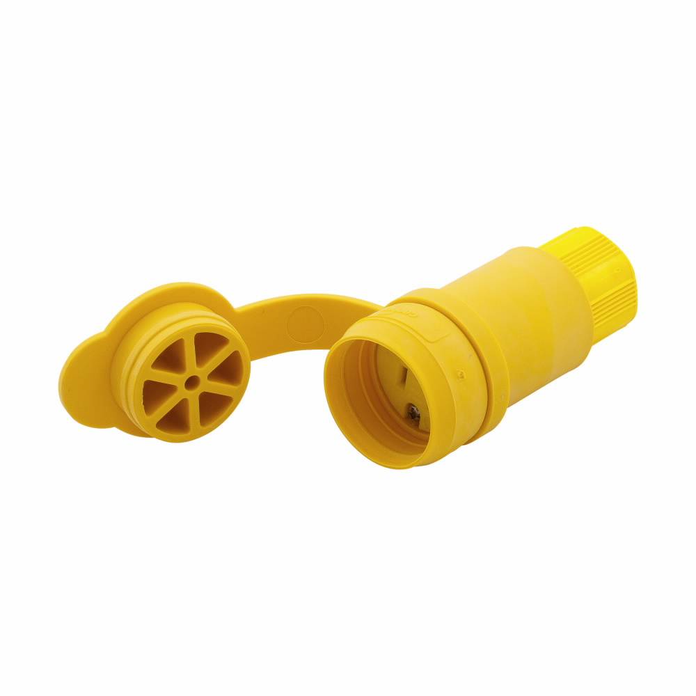 EATON Arrow Hart 15W47 Watertight Straight Blade Connector, 125 VAC, 15 A, 2 Poles, 3 Wires, Yellow